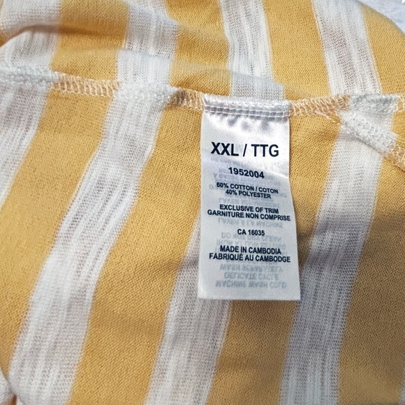Nicole Miller Stripe Tee t-shirt Tank Top Yellow V-Neck Short Sleeve Hi Low NWOT - Picture 10 of 13